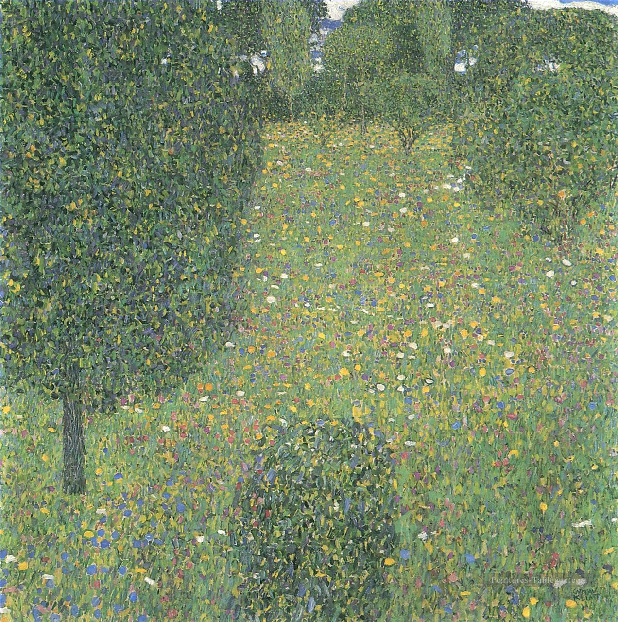 Paysage Jardin Meadow à Fleur Gustav Klimt Forêt Peintures à l'huile